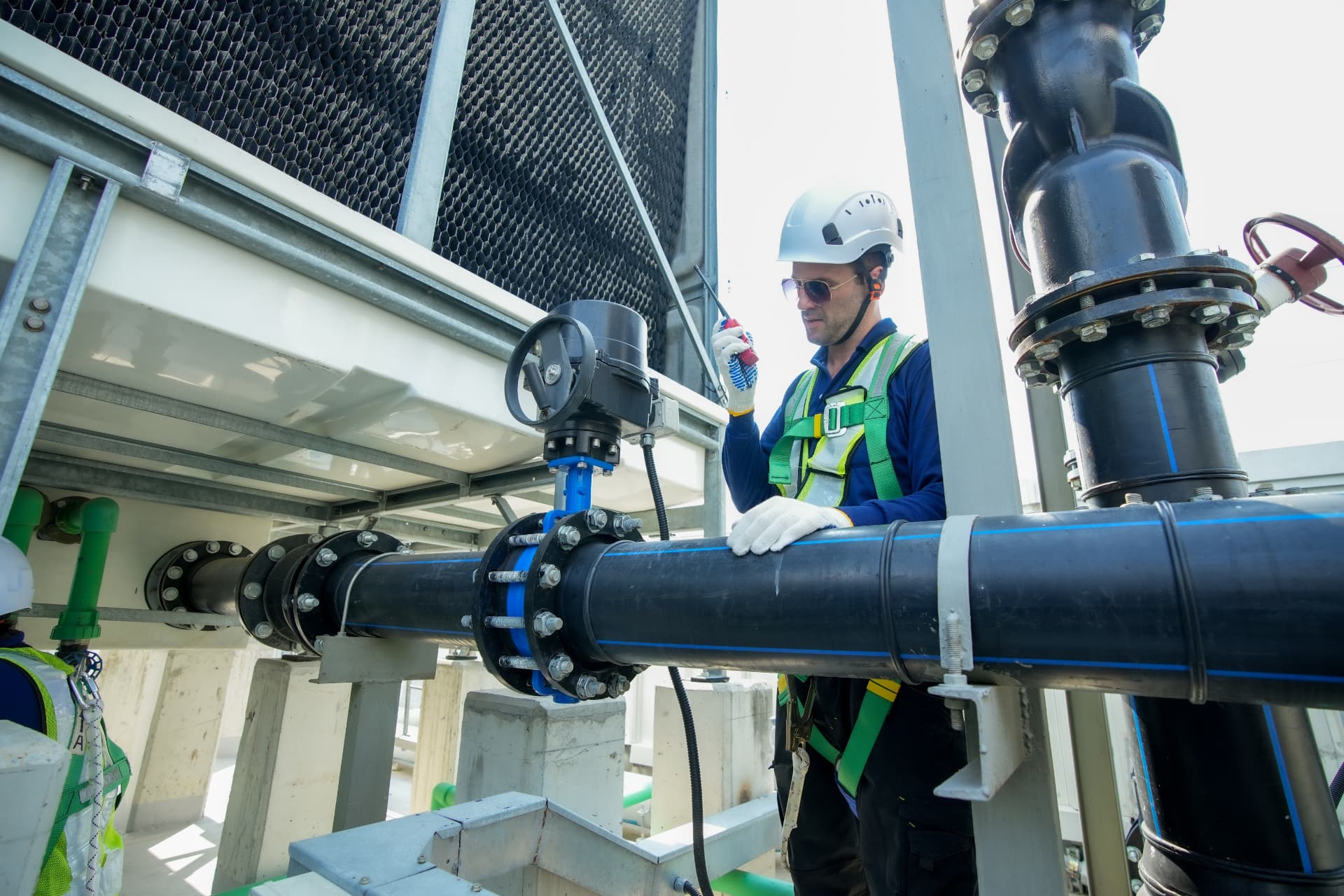 Large diameter pipeline being installed for the Aura and Harmony Trunk Infrastructure Project